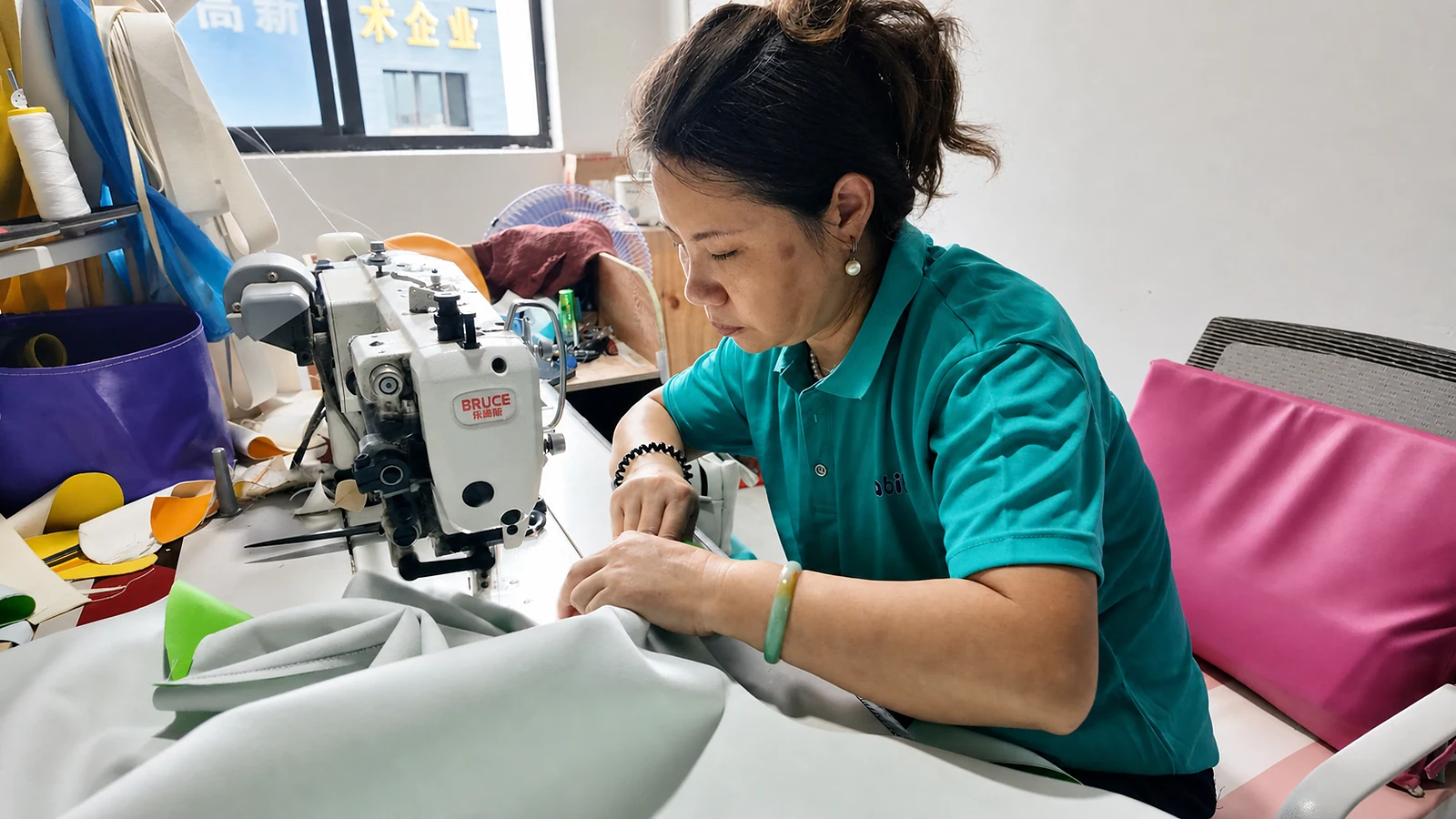 Industrial sewing process for soft play coverings