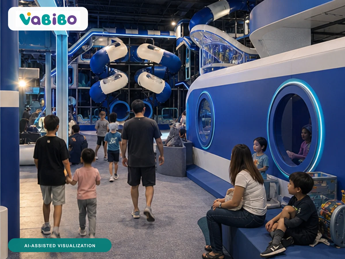Chile Branded Active Play Venue AI-assisted visualization 4, inspired by the authorized reference