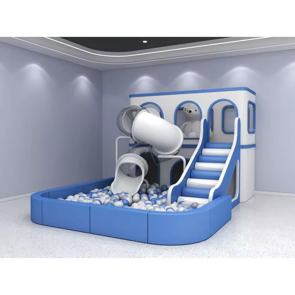 Vabibo compact soft play combination with stairs, slides, and ball pool