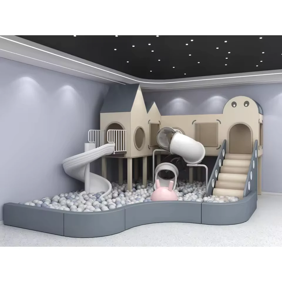 Vabibo soft play house combination with dual slides and ball pool