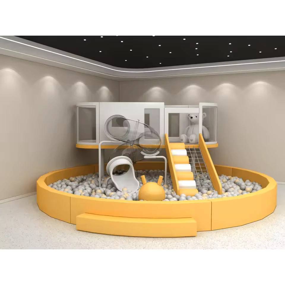 Vabibo soft play combination with climb ramp, crawl tunnel, slide, and ball pool